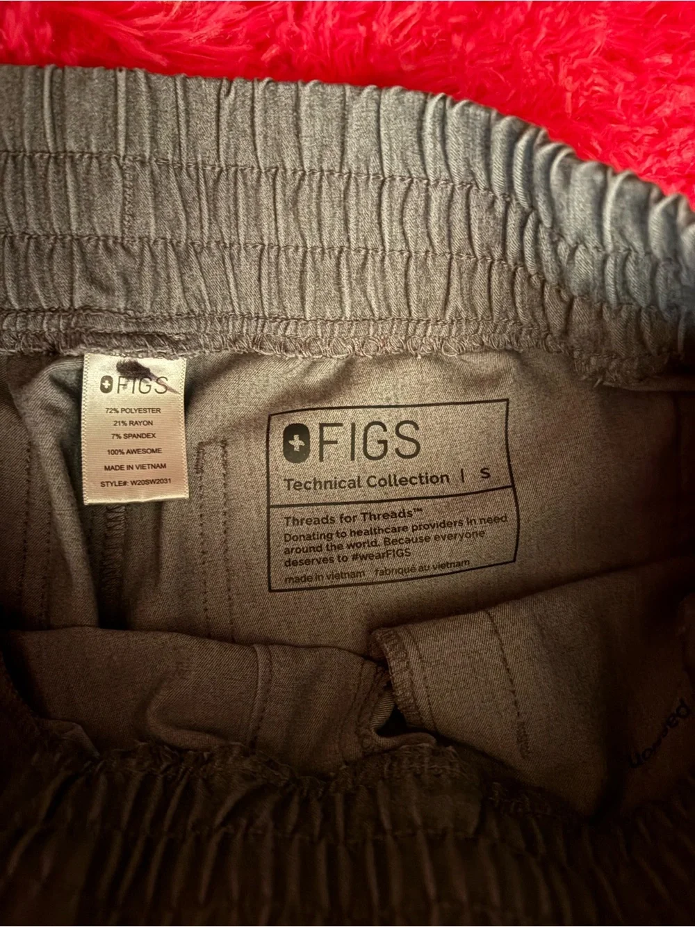 FIGS Olive Cargo Jogger Pants with Teal Drawcord